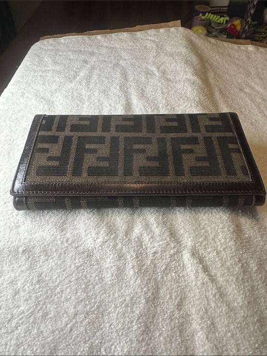 Fendi Handbags - Fendi Brown Zucca Monogram Continental Wallet